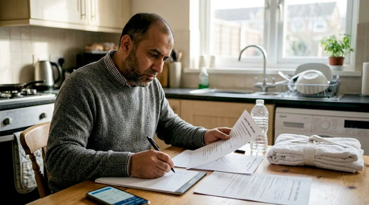Man preparing Umrah Badal travel checklist